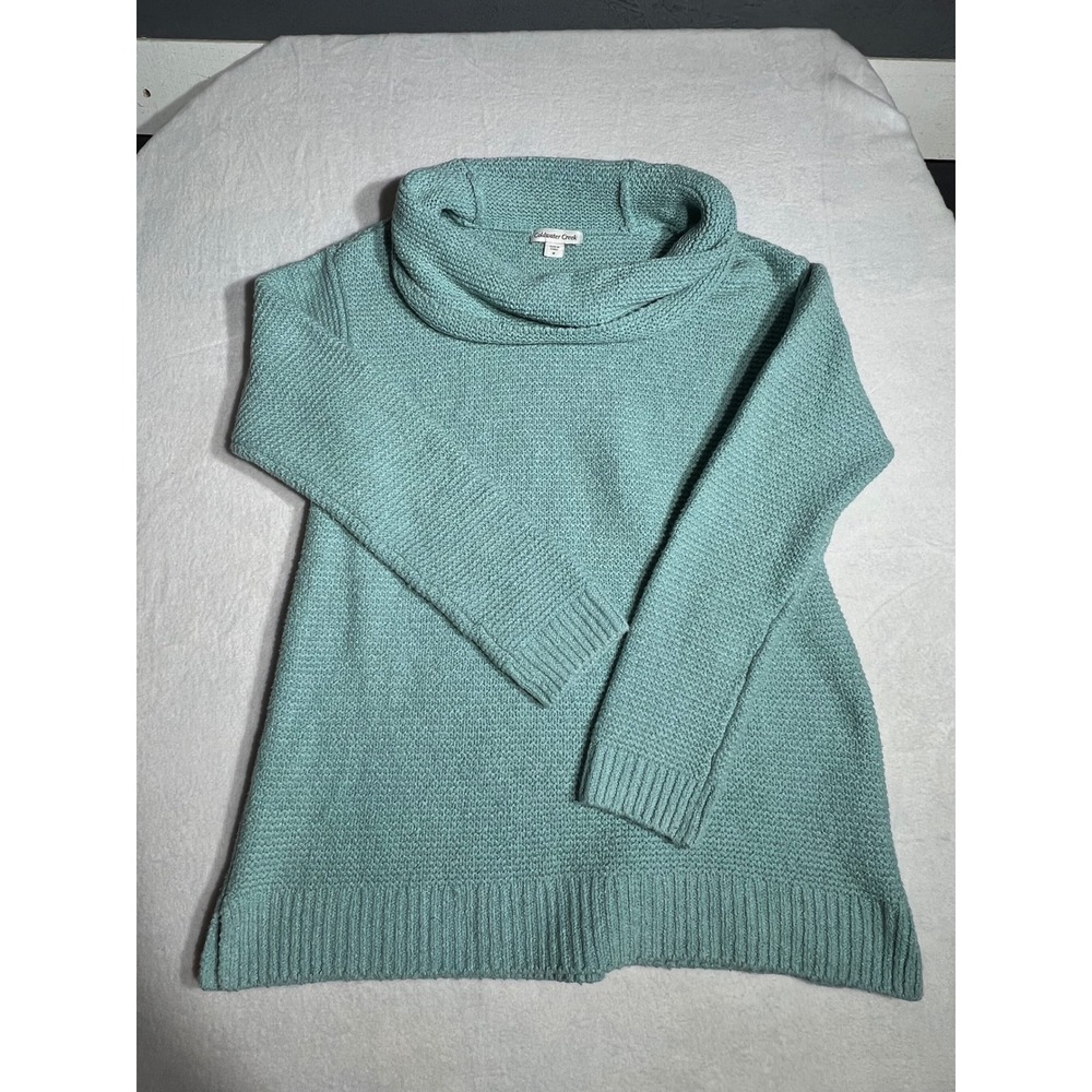 Coldwater Creek Seafoam Green Cowl Neck Popcorn Knit Sweater Womens Medium